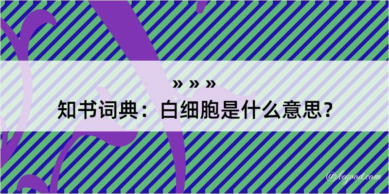 知书词典：白细胞是什么意思？