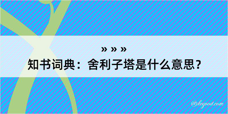 知书词典：舍利子塔是什么意思？