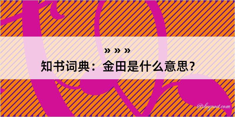 知书词典：金田是什么意思？