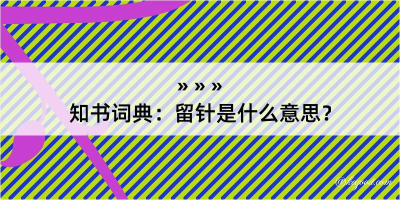 知书词典：留针是什么意思？