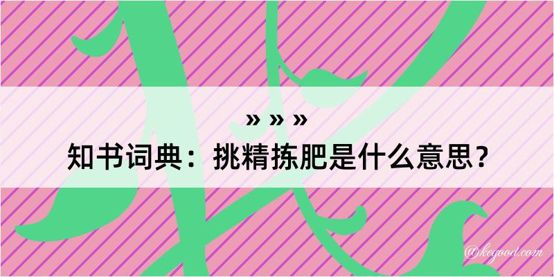 知书词典：挑精拣肥是什么意思？