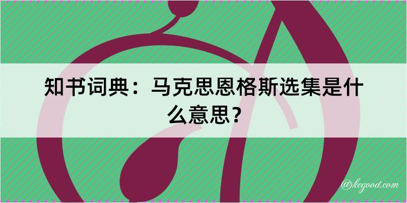 知书词典：马克思恩格斯选集是什么意思？