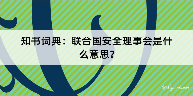 知书词典：联合国安全理事会是什么意思？