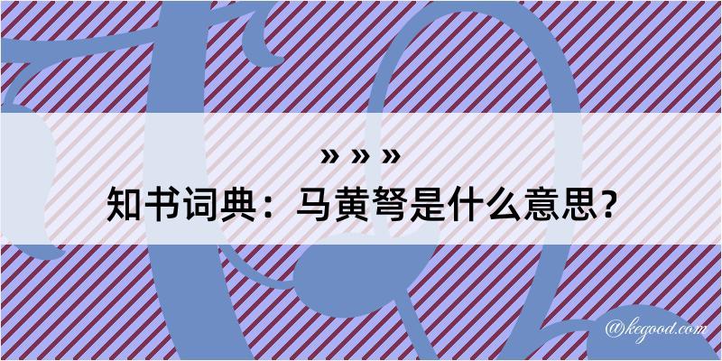 知书词典：马黄弩是什么意思？