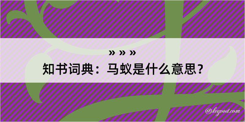 知书词典：马蚁是什么意思？