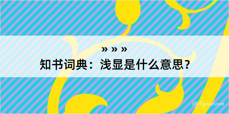 知书词典：浅显是什么意思？