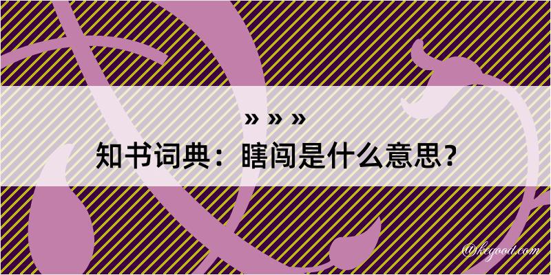 知书词典：瞎闯是什么意思？