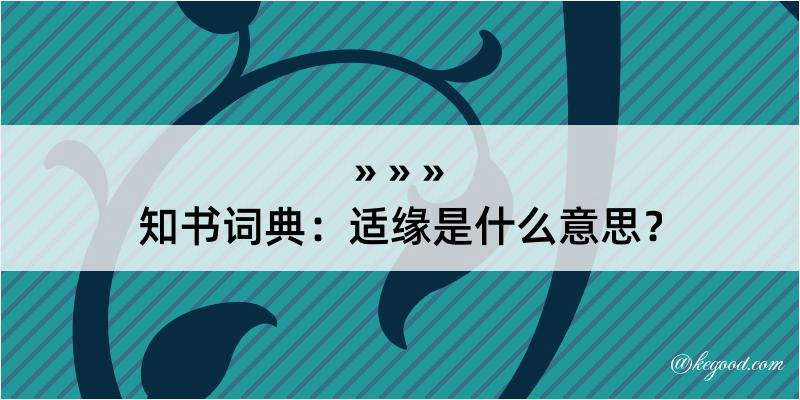 知书词典：适缘是什么意思？