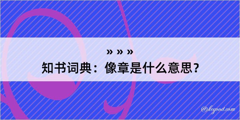 知书词典：像章是什么意思？