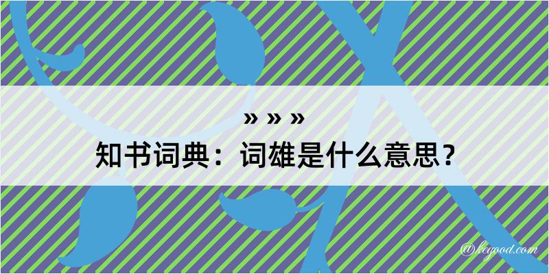 知书词典：词雄是什么意思？