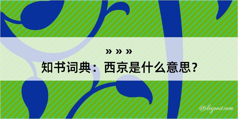 知书词典：西京是什么意思？