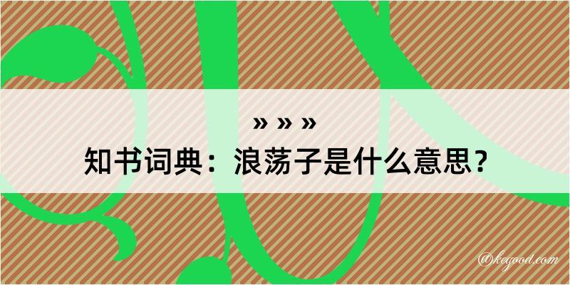 知书词典：浪荡子是什么意思？