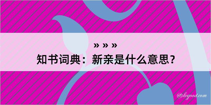 知书词典：新亲是什么意思？