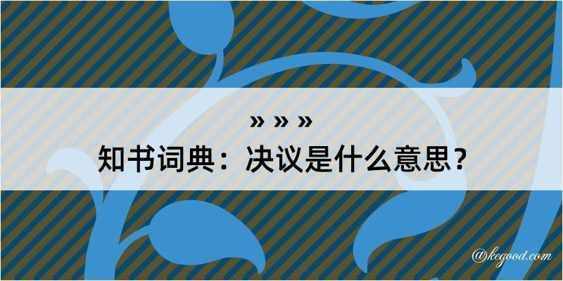 知书词典：决议是什么意思？