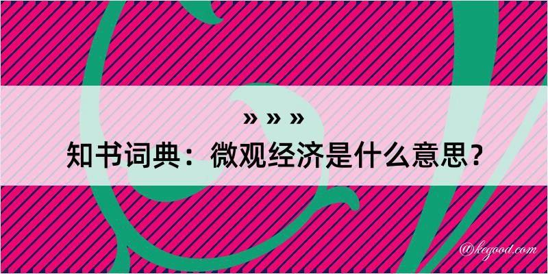 知书词典：微观经济是什么意思？