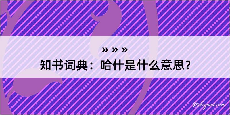 知书词典：哈什是什么意思？