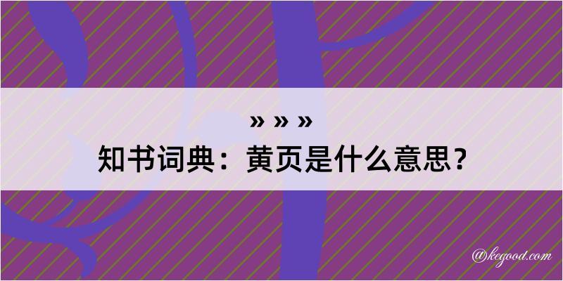 知书词典：黄页是什么意思？