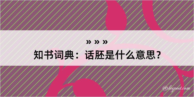 知书词典：话胚是什么意思？