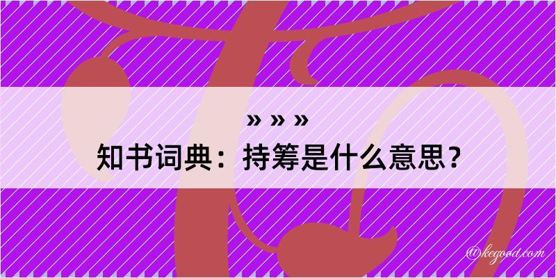 知书词典：持筹是什么意思？