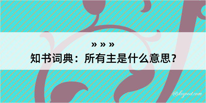 知书词典：所有主是什么意思？