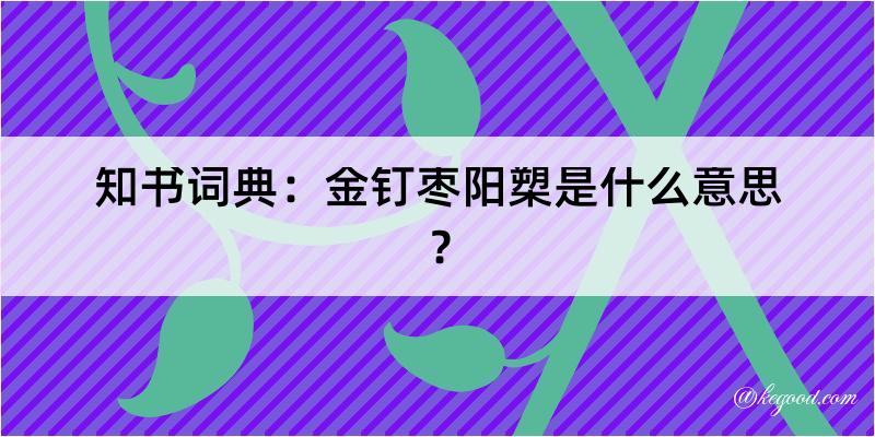 知书词典：金钉枣阳槊是什么意思？