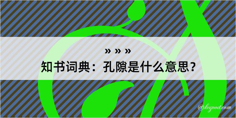 知书词典：孔隙是什么意思？