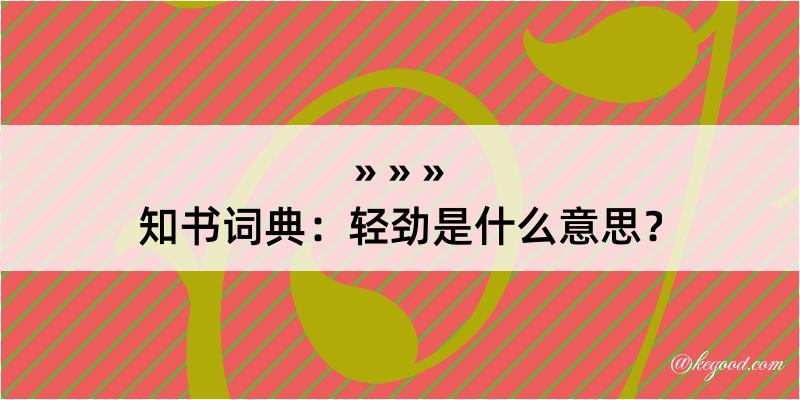 知书词典：轻劲是什么意思？