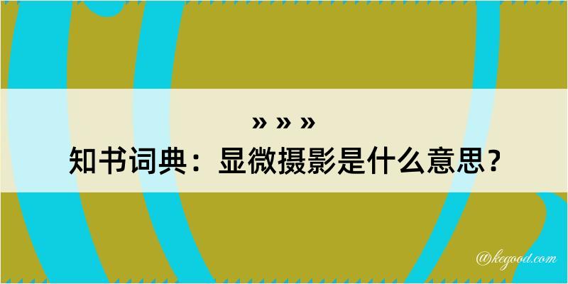 知书词典：显微摄影是什么意思？