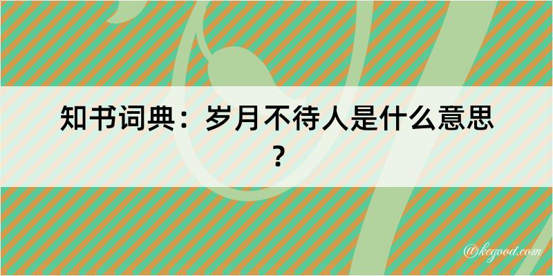 知书词典：岁月不待人是什么意思？