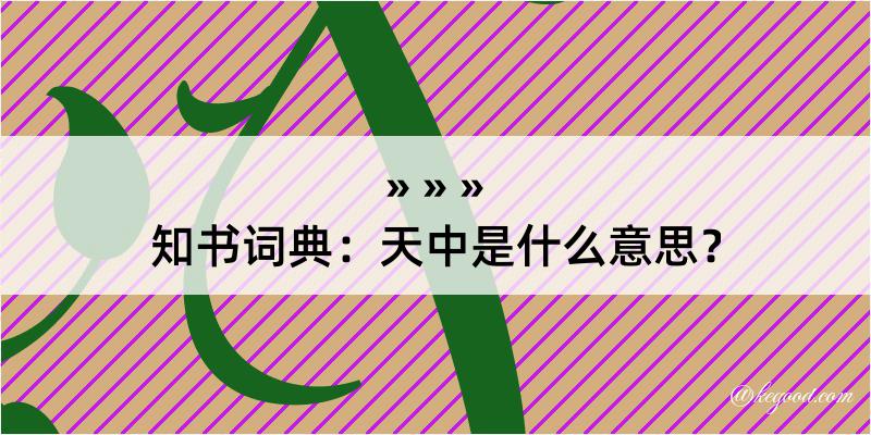 知书词典：天中是什么意思？