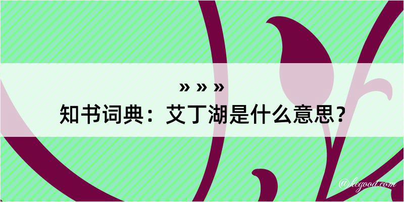 知书词典：艾丁湖是什么意思？