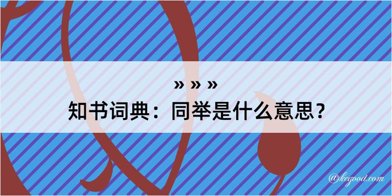 知书词典：同举是什么意思？