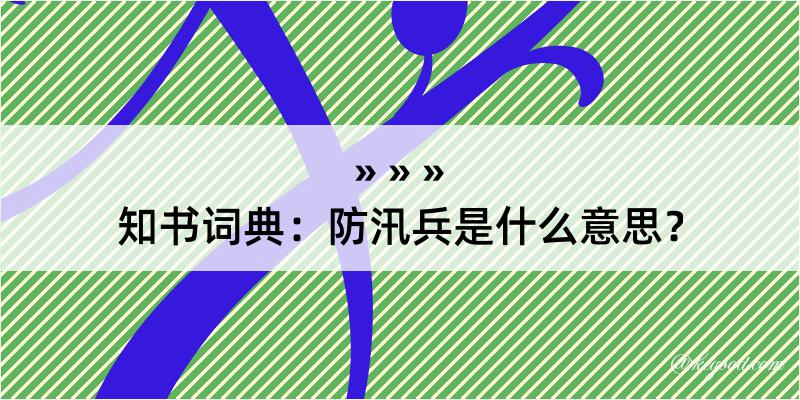 知书词典：防汛兵是什么意思？