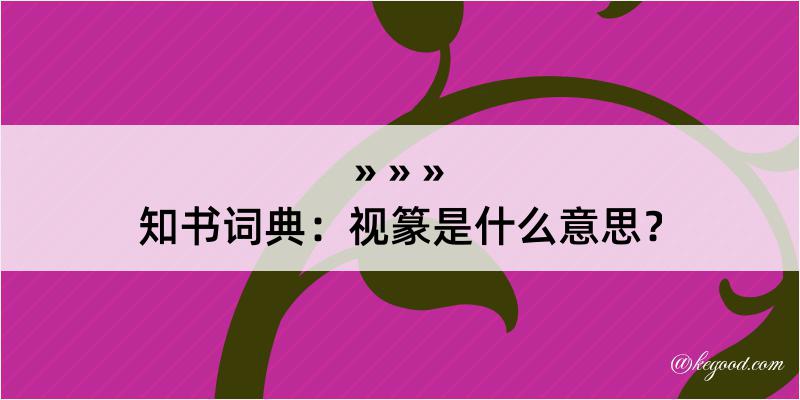 知书词典：视篆是什么意思？