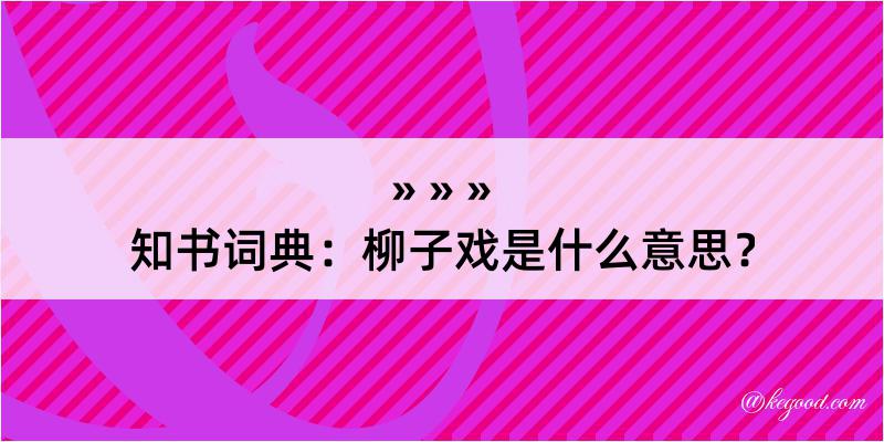 知书词典：柳子戏是什么意思？