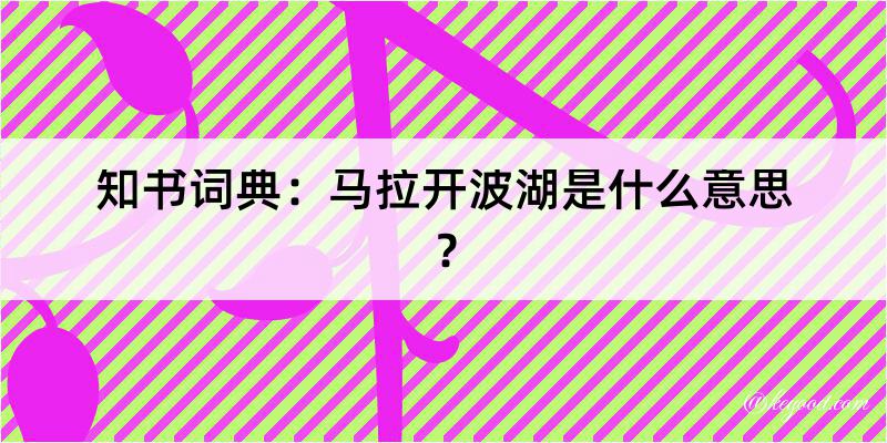 知书词典：马拉开波湖是什么意思？