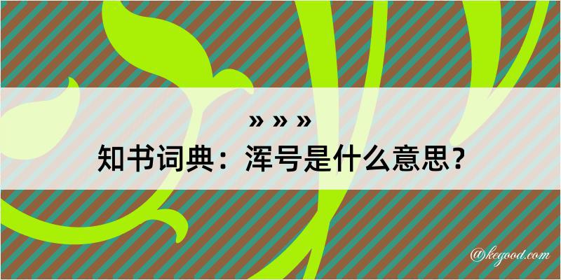 知书词典：浑号是什么意思？