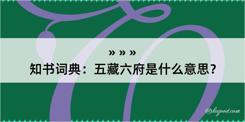 知书词典：五藏六府是什么意思？