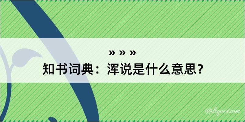 知书词典：浑说是什么意思？