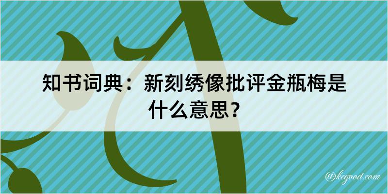 知书词典：新刻绣像批评金瓶梅是什么意思？