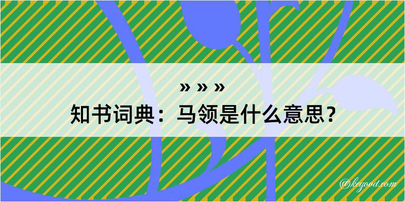 知书词典：马领是什么意思？