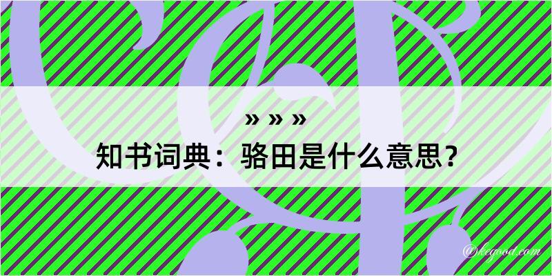 知书词典：骆田是什么意思？