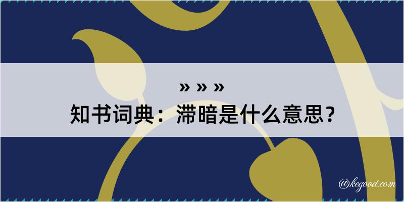 知书词典：滞暗是什么意思？