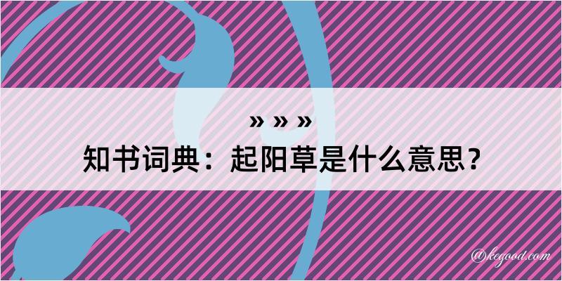 知书词典：起阳草是什么意思？