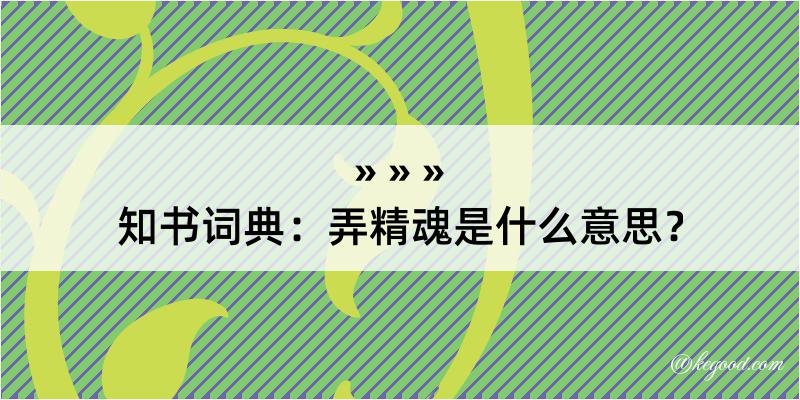 知书词典：弄精魂是什么意思？