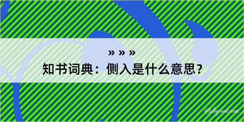 知书词典：侧入是什么意思？