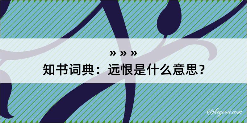 知书词典：远恨是什么意思？