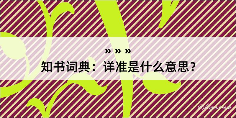 知书词典：详准是什么意思？