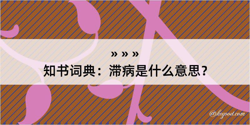 知书词典：滞病是什么意思？