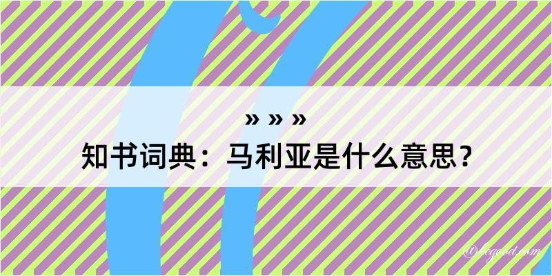 知书词典：马利亚是什么意思？